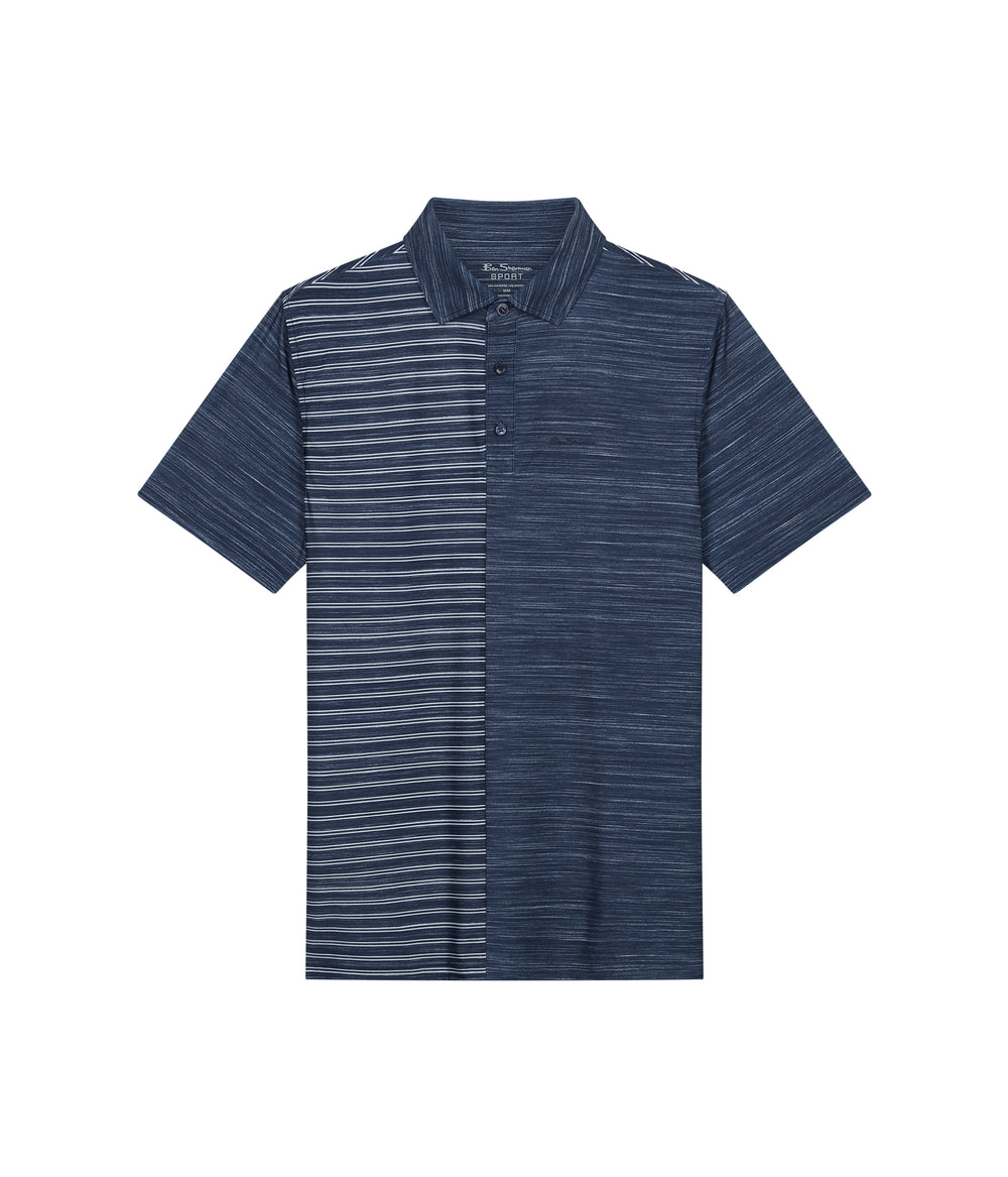 Polos Ben Sherman Melange Stripes Color Block Tech Jersey Sports Fit Bleu Marine | YVX-97869282